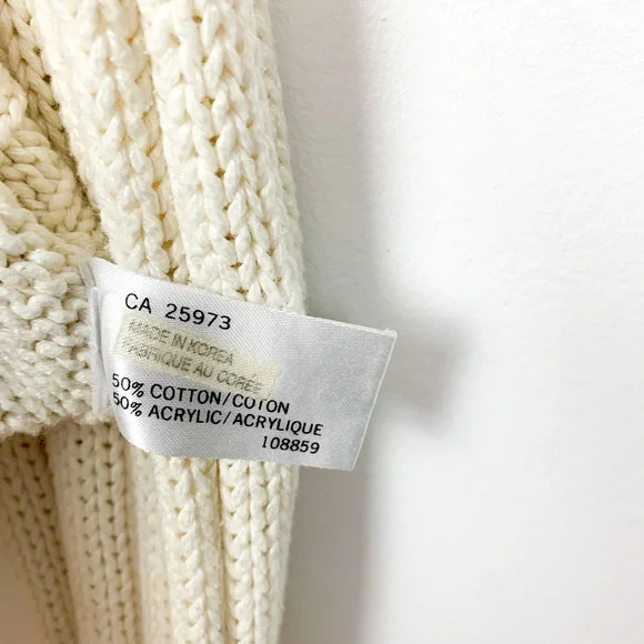 One on One Off-White Long Sleeve Cable Knit Sweater - Picture 5 of 11